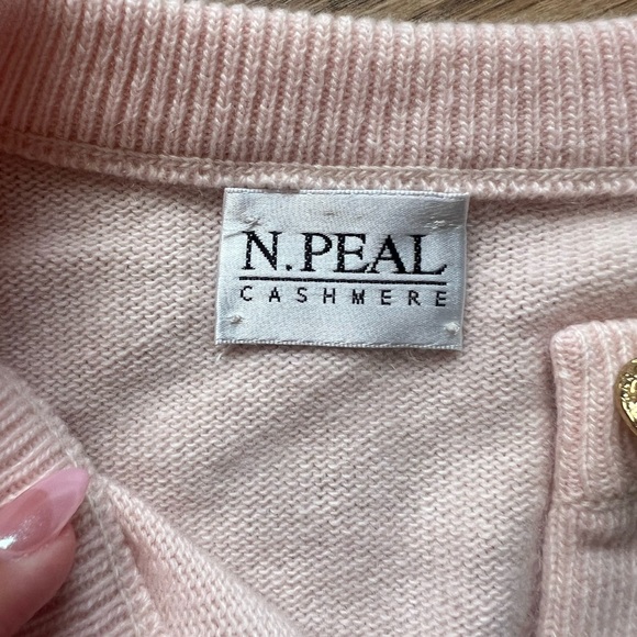 N.Peal Pink 100% Cashmere Gold Button Up Cardigan - Picture 2 of 4